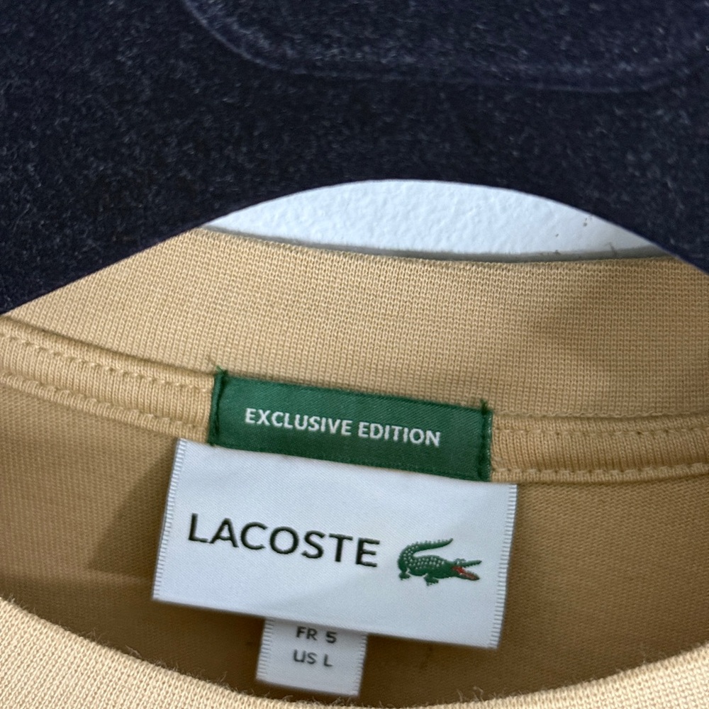 Lacoste x BEAMS Beige Tee with Green Red Logo Tag